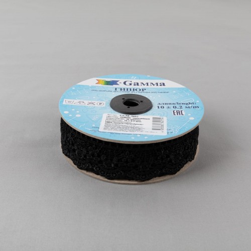 Гипюр "Gamma"   36 мм  GGM-3602   в рулоне   10 м ± 0.2 GP002BL черный