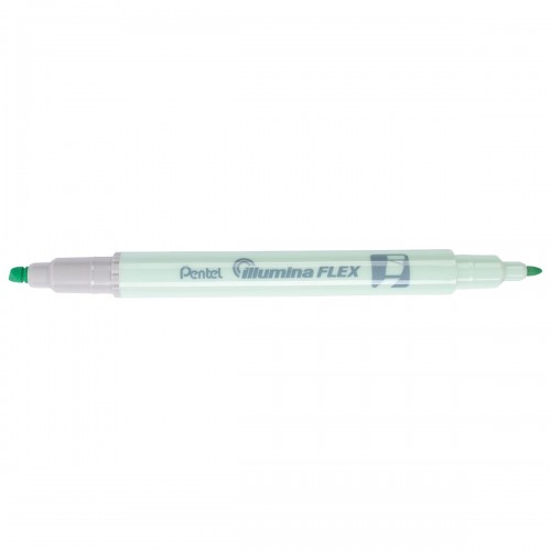 "Pentel"   Текстовыделитель двусторонний "Illumina flex"   1,0 - 3,5 мм   перо скошенное   10 шт. SLW11P-KE салатовый