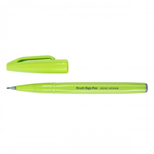 "Pentel"   Фломастер-кисть Brush Sign Pen   2,0 мм   кисть SES15C-KO салатовый
