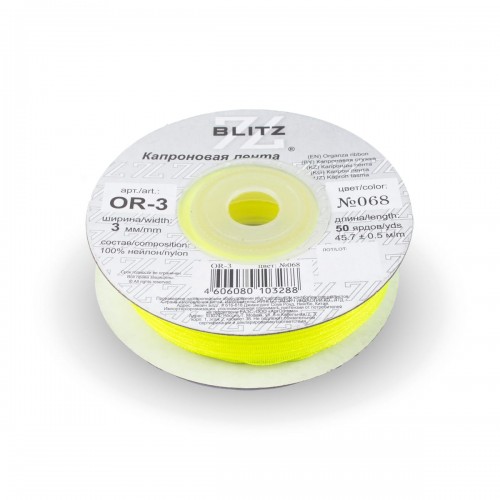 Лента капроновая 3 мм ( 1/8 ")  "BLITZ"   OR-3   45.7 м ± 0.5 м №068 салатовый