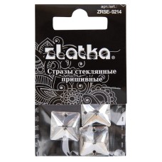 Страз "Zlatka"   ZRSE-0214   Crystal   14 х  14 мм  стекло   5 x  3 шт  в пакете с картонным еврослотом №01 белый (Crystal)