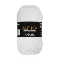 Пряжа ALPINA "ANABEL"   100\% мерсеризованный хлопок   10 шт. х  50 г  120 м ± 6 м №002 БЕЛЫЙ