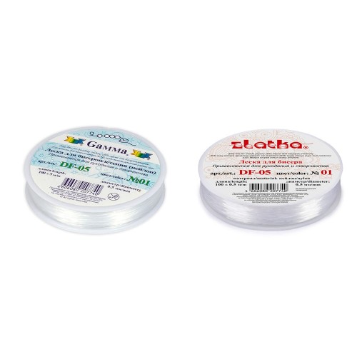 "Zlatka"   / "Gamma"   Леска для бисера   DF-05  d 0.5 мм  100 м ± 0.5 м №01 белый
