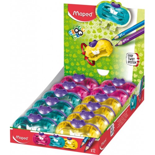 "Maped"   Точилка пластиковая CROC CROC TWIST, 2 отверстия   12 шт. 018411