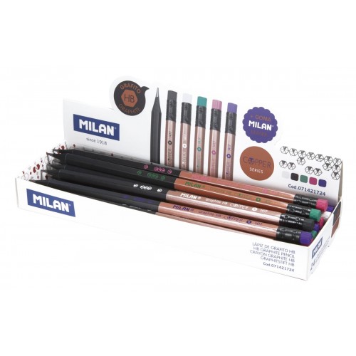 "Milan"   Карандаш чернографитный с ластиком Copper series   заточенный   ТМ (HB)   24 шт. HB 71421724