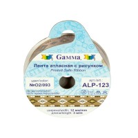 Лента атласная 12 мм ( 1/2 ")  "Gamma"   ALP-123   с рисунком   ФАСОВКА   5 x  3 м L2/001 полоски/белый
