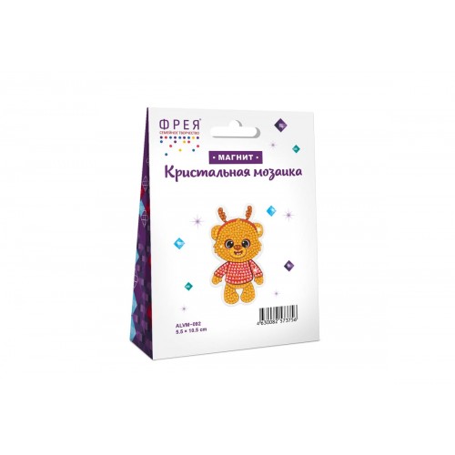 Кристальная (алмазная) мозаика  "ФРЕЯ" ALVM-092   магнит "Праздничный мишка" 5.5 х 10.5 см