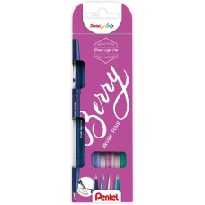 "Pentel"   Набор брашпенов Pentel Brush Pens Berry, 4 шт., разные цвета чернил   от 0.2 мм   4 цв.  кисть SES15B-4