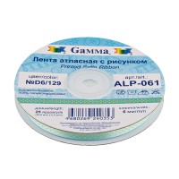 Лента атласная 6 мм ( 1/4 ")  "Gamma"   ALP-061   с рисунком   22.8 м ± 0.5 м S1/007 сердечки/персиковый