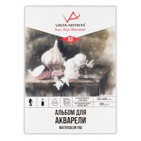 "VISTA-ARTISTA"   SWB-01   Альбом для акварели   230 г/м2  A3   29.7 х  42 см  склейка с одной стороны   12 л. "Чеснок" белая бумага крупнозернистая