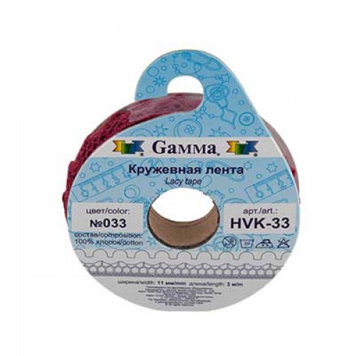"Gamma"   кружевная лента   HVK-33   ФАСОВКА   11 мм  5 х  3 м  СК/Распродажа №113 черный