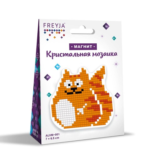 Кристальная (алмазная) мозаика  "ФРЕЯ" ALVM-001   магнит "Котик" 6.5 х 7 см