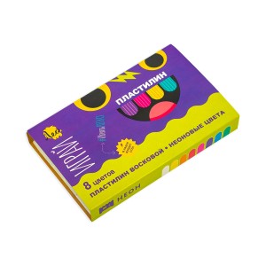"Лео"   "Играй"   Пластилин восковой. Неоновые цвета   LPMCF-0108   96 г ( в картонной упаковке )  8 цв. .