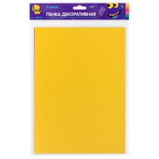 "Лео"   "Играй"   Пенка декоративная (фоамиран)   DPK-02   2 г/м2  A4   21 х  29.7 см  6 цв. №01 ассорти_классические цв.
