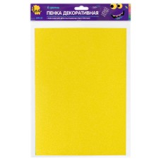"Лео"   "Играй"   Пенка декоративная (фоамиран)   DPK-01   2 г/м2  A4   21 х  29.7 см  6 цв. №03 ассорти с блестками_неоновые цв.