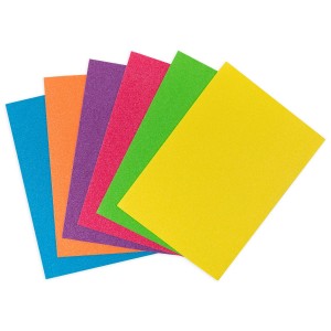 "Лео"   "Играй"   Пенка декоративная (фоамиран)   DPK-01   2 г/м2  A4   21 х  29.7 см  6 цв. №03 ассорти с блестками_неоновые цв.