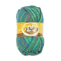 Пряжа ADELIA "NELLY"   70\% шерсть, 30\% акрил   5 шт. х  100 г  100 м ± 5 м №10 зеленый-св.синий