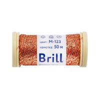 Нитки для вышивания "Gamma"   "Brill" мулине М   металлик   100\% полиэстер   5 x  50 м M-123 красный/золотистый