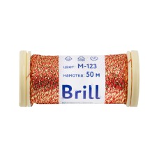 Нитки для вышивания "Gamma"   "Brill" мулине М   металлик   100\% полиэстер   5 x  50 м M-123 красный/золотистый