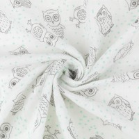 Ткань "PEPPY"   Ткань муслиновая   ФАСОВКА   EMBRACE   100\% хлопок   100 х  125 см  Shannon Fabrics owls opal
