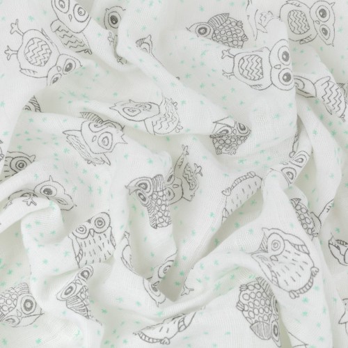 Ткань "PEPPY"   Ткань муслиновая   ФАСОВКА   EMBRACE   100\% хлопок   100 х  125 см  Shannon Fabrics owls opal