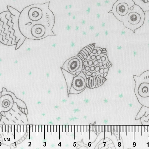Ткань "PEPPY"   Ткань муслиновая   ФАСОВКА   EMBRACE   100\% хлопок   100 х  125 см  Shannon Fabrics owls opal