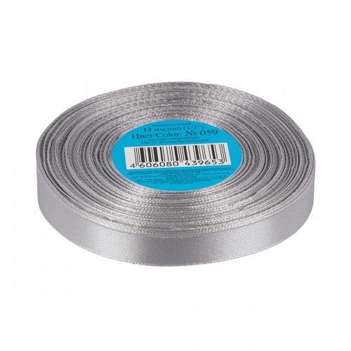 Лента атласная 12 мм ( 1/2 ")  "Gamma"   33 м ± 2 м №059 серый