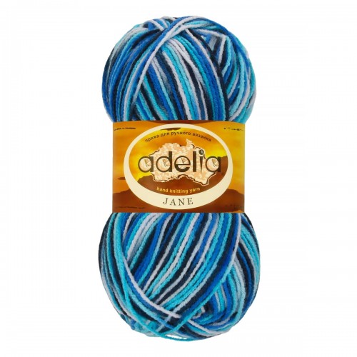Пряжа ADELIA "JANE"   100\% акрил   10 шт. х  50 г  227 м ± 10 м №14 бл.голубой-яр.голубой-синий