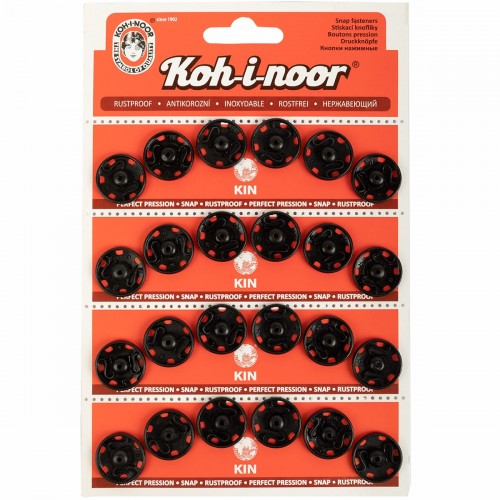 Кнопка пришивная "KOH-I-NOOR"   10 (KIN1000 №7)   металл  d 19 мм  4 x  6 шт. черный