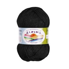Пряжа ALPINA "NORI"   56\% акрил, 44\% хлопок   10 шт. х  50 г  100 м ± 5 м  СК/Распродажа №01 ЧЕРНЫЙ