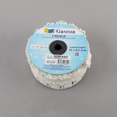 Гипюр "Gamma"   62 мм  GGM-6201   в рулоне   10 м ± 0.2   Турция GP003CR кремовый