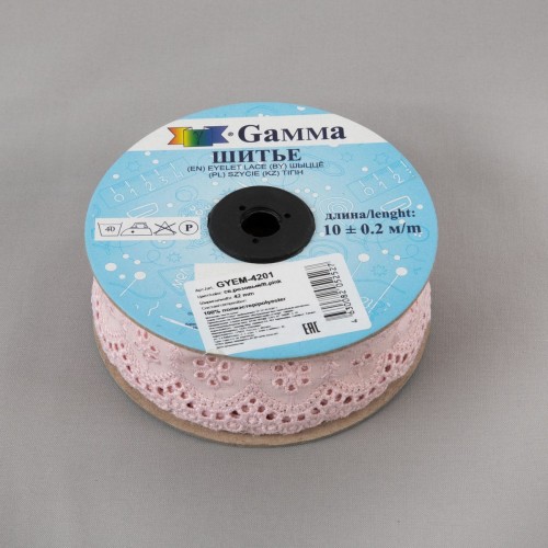 Шитье "Gamma"   42 мм  GYEM-4201   в рулоне   10 м ± 0.2 м  Турция св.розовый