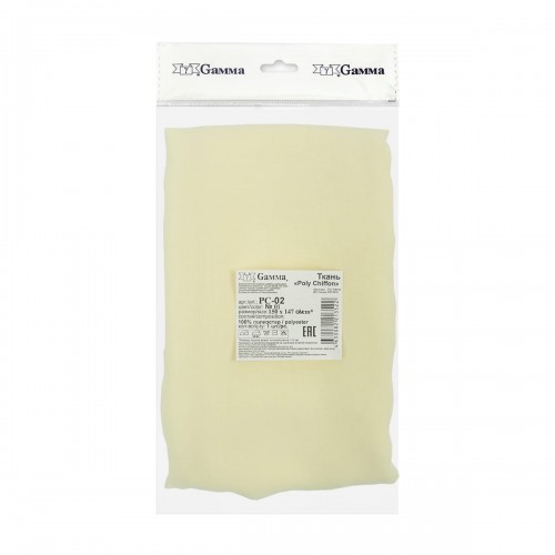 Ткань PC-02   Poly Chiffon   ФАСОВКА   84 г/кв.м ± 5 г/кв.м  150 х  147 см ± 5 см  100\% полиэстер №01 св.кремовый