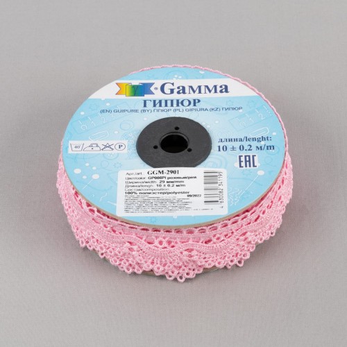 Гипюр "Gamma"   29 мм  GGM-2901   в рулоне   10 м ± 0.2 GP008PI розовый