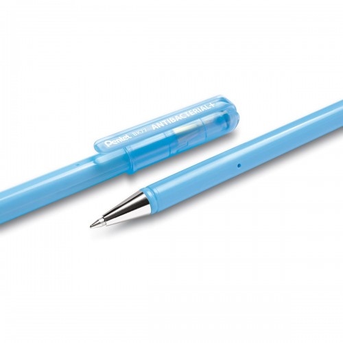 "Pentel"   Ручка шариковая Antibacterial+  d 0.7 мм  12 шт. BK77AB-CE металлический наконечник цвет чернил: синий