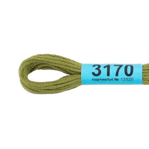 Нитки для вышивания "Gamma"    мулине  ( 3071-3172 )  100\% хлопок   24 x  8 м №3170 св.хаки