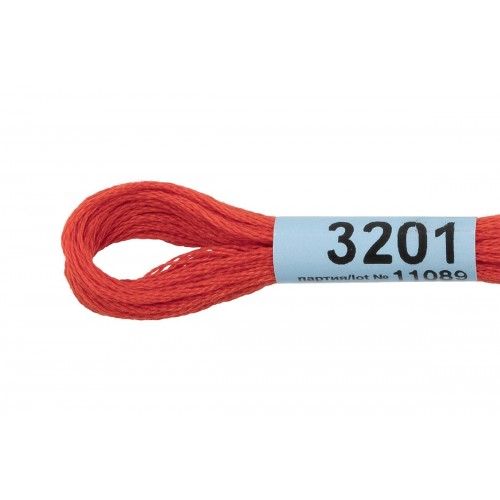 Нитки для вышивания "Gamma"    мулине  ( 3173-6115 )  100\% хлопок   24 x  8 м №3201 св.красный
