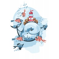 "ФРЕЯ"   PKZ/PS-034   Набор для раскрашивания по номерам (на картоне)   30 х  20 см "Кит c маяком"