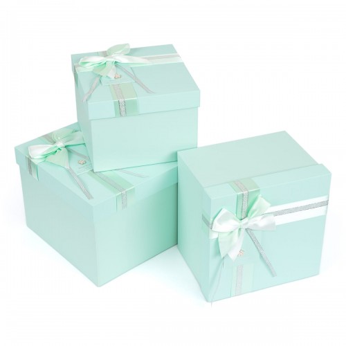 "Stilerra"   YBOX-S32-3   Набор подарочных коробок   3 в 1  19  х 19  х 13.8 -  24  х 24  х 18 см 02 голубой