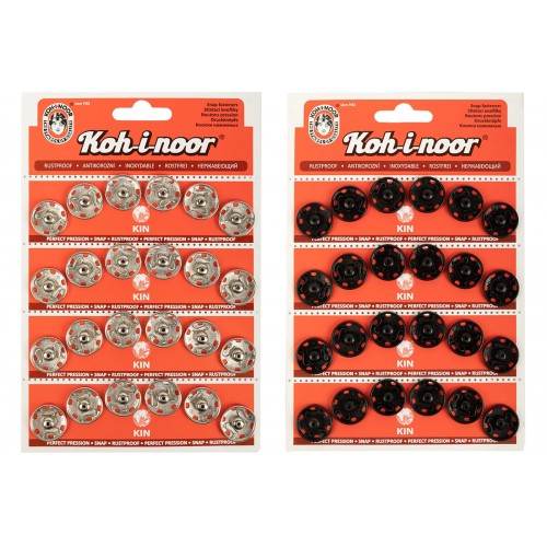 Кнопка пришивная "KOH-I-NOOR"   10 (KIN1000 №7)   металл  d 19 мм  4 x  6 шт. черный