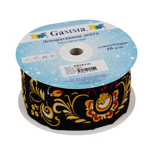 Лента жаккардовая 50 мм  "Gamma"   DBTRJ-82   10 м  отделочная черный