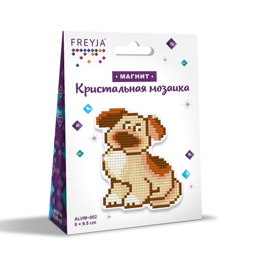 Кристальная (алмазная) мозаика  "ФРЕЯ" ALVM-002   магнит "Собачка" 8 х 9.5 см