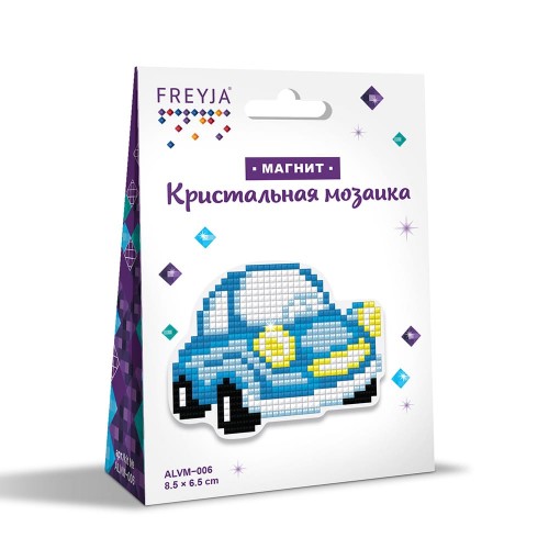 Кристальная (алмазная) мозаика  "ФРЕЯ" ALVM-006   магнит "Машинка" 8.5 х 6.5 см