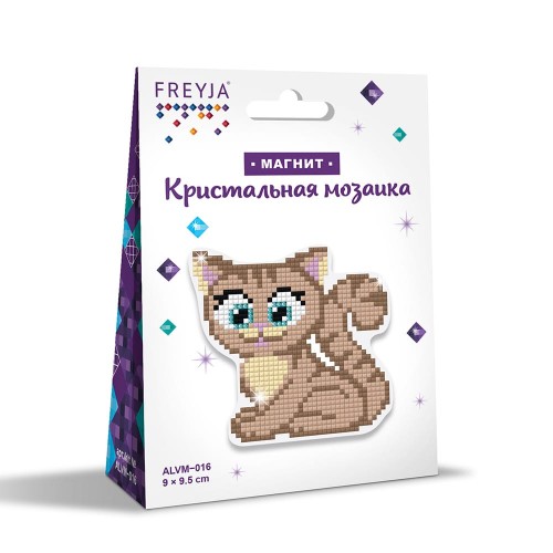 Кристальная (алмазная) мозаика  "ФРЕЯ" ALVM-016   магнит "Котенок" 9.5 х 9 см