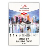 "VISTA-ARTISTA"   Альбом для масляной живописи   PON-A3   230 г/м2  A3   42 х  30 см  склейка с одной стороны   в полиэтиленовой пленке   12 л. "Мегаполис" текстура льна