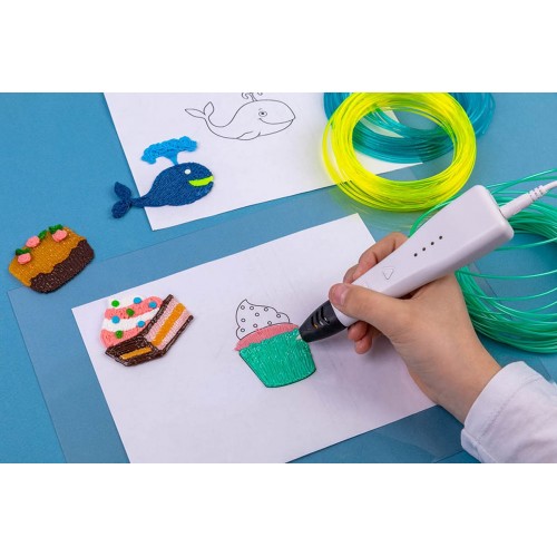 "Поделкин"   "Робокрафтика"   Набор PETG пластика  для 3D ручки   RBC-PETG-01   7 шт. № 01 полупрозрачный с блестками