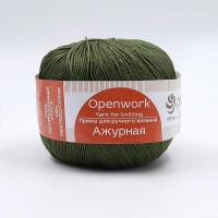 Пряжа Пехорская ПТ "Ажурная"   100\% мерсеризованный хлопок   10 шт. х  50 г  280 м №013 т.оливковый
