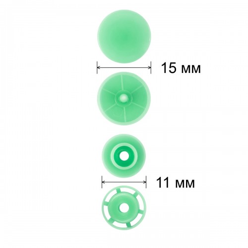 Кнопка "Micron"   POM-15   Кнопки пластиковые   пластик  d 15 мм  15 шт. № 009 салатовый