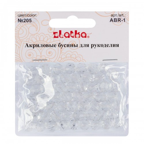 Бусина "Zlatka"   акрил   ABR-1   10 мм  25 г 205 прозрачный