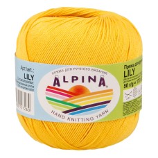 Пряжа ALPINA "LILY"   100\% мерсеризованный хлопок   10 шт. х  50 г  175 м ± 5 м №182 яр.желтый